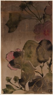 Hibiscus flowers and leaves, Edo period, 1615-1868. Creator: Unknown.