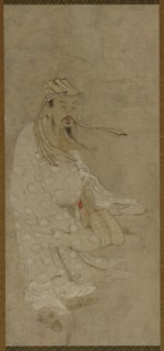 A Chinese man standing in a high wind, Edo period, 17th century. Creator: Unknown.