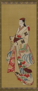 Tall girl; dress patterned with ho-o bird and kiri flowers, Edo period, 1615-1868. Creator: Unknown.