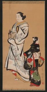 Yujo and a girl (kamuro), Edo period, 1615-1868. Creator: Unknown.