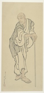 Hokusai as an old man, Edo period, 1760-1849. Creator: Unknown.