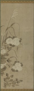 White chrysanthemums and grasses, Edo period, 1615-1868. Creator: Unknown.
