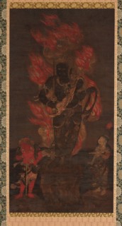Fudo Myo'o and two attendants, Kamakura period, 14th century. Creator: Unknown.