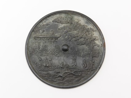 Mirror with dragon, cassia tree, and pavilion design, Goryeo period, 11th-12th century. Creator: Unknown.