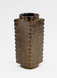 Six-tier tube (cong ?) with masks, probably recut, Late Neolithic period, ca. 3300-2250 BCE. Creator: Unknown.