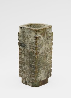 Five-tier tube (cong ?) with masks, Late Neolithic period, ca. 3300-2250 BCE. Creator: Unknown.