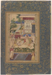 Jahangir and Prince Khurram Entertained by Nur Jahan, Mughal dynasty, ca. 1640-50. Creator: Unknown.