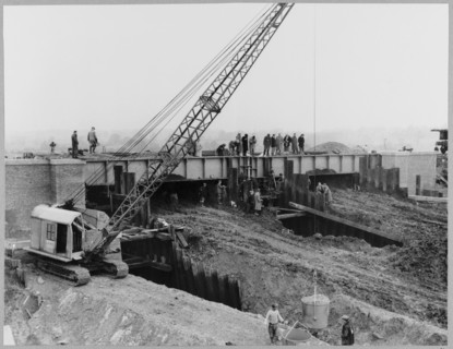 M1 Motorway, Structure 112 Railway Bridge, Barby, Daventry, Northamptonshire, 20/03/1959. Creator: John Laing plc.