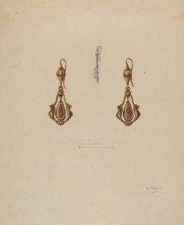 Earrings, c. 1937. Creator: Grace Halpin.