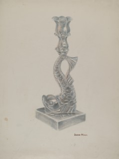 Glass Candlestick, c. 1940. Creator: John Hall.