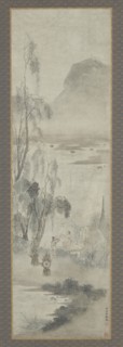 Woodcutter Receiving a Drink at a Fishing Boat, Ming dynasty, 17th century. Creator: Unknown.