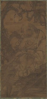 Luohan in a Tree and Tortoise Presenting a Scroll, Ming dynasty, 14th century. Creator: Unknown.