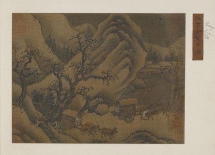Winter landscape: ox-carts on the road, Possibly Ming dynasty, 1368-1644. Creator: Unknown.