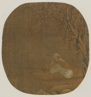Man fishing from a boat under a tree, Possibly Ming dynasty, 1368-1644. Creator: Unknown.