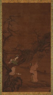 Man and woman enjoying plum blossoms, Ming or Qing dynasty, 15th-18th century. Creator: Unknown.