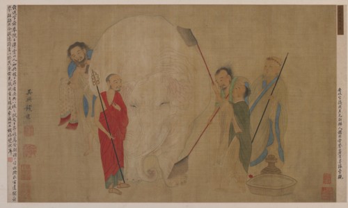 Washing the elephant, Ming dynasty, 17th century. Creator: Unknown.