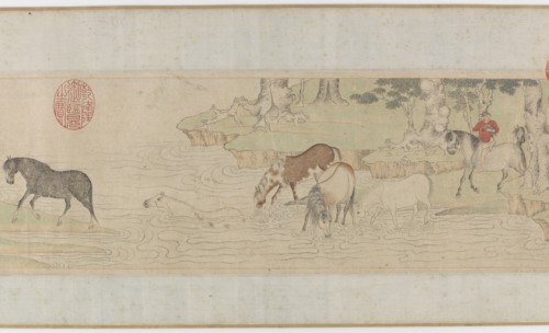Horses and Grooms Crossing a River, Yuan or early MIng dynasty, 14th century. Creator: Unknown.