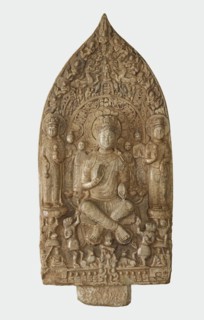 Stele with Bodhisattva Maitreya (Mile); reverse with Buddha..., Northern Zhou dynasty, 557-581. Creator: Unknown.