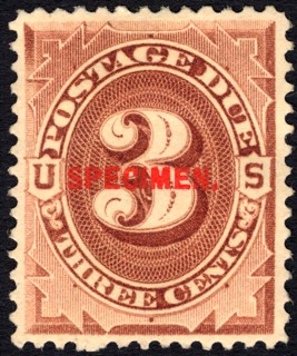 3c Postage Due specimen overprint single, 1884. Creator: Unknown.