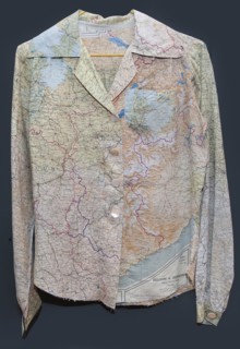 Blouse made from a silk escape map, 1940s. Creator: Unknown.