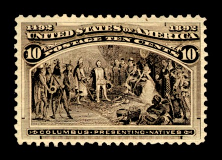 10c Columbus Presenting Natives single, 1893. Creator: American Bank Note Company.