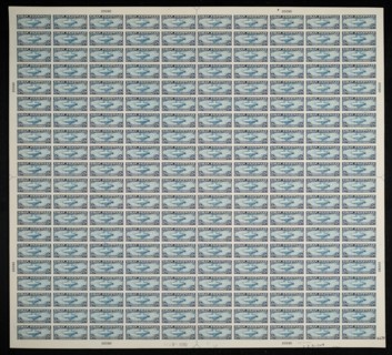 $2.60 "Graf Zeppelin" Passing Globe plate proof, 1930. Creator: Bureau of Engraving and Printing.