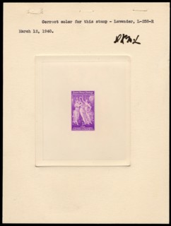 3c Pan American Union die proof attached to plate proof, 14682. Creator: Bureau of Engraving and Printing.