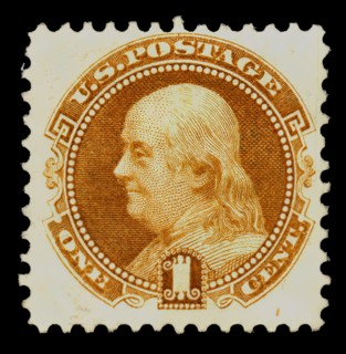1c Franklin re-issue single, 1875. Creator: National Bank Note Company.