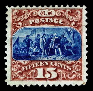 15c Landing of Columbus re-issue single, 1875. Creator: National Bank Note Company.