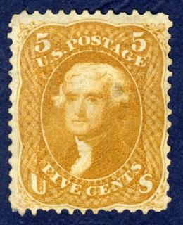 5c Jefferson single, 1861. Creator: National Bank Note Company.