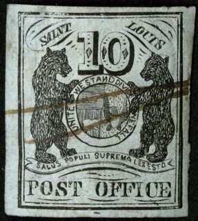 10c St. Louis Bear type I postmaster provisional single, 1845. Creator: Unknown.