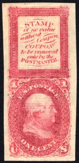 1c Franklin Bowlsby coupon essay, c. 1867. Creator: Unknown.