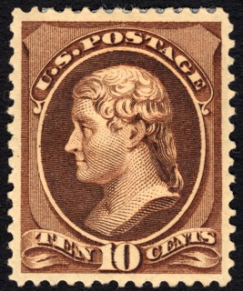 10c Thomas Jefferson single, 1882. Creator: Unknown.