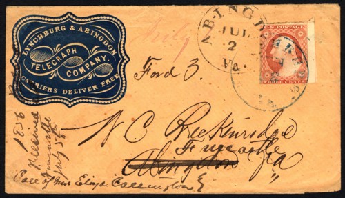3c Washington on advertising cover, July 2, 1856. Creator: Unknown.
