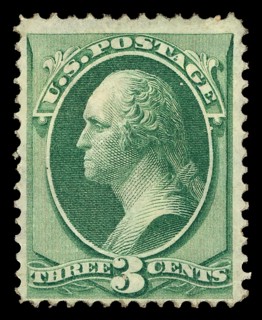 3c Washington grilled single, March 1870. Creator: Unknown.