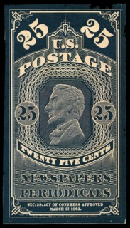 25c Abraham Lincoln Newspapers and Periodicals trial color proof, 1865. Creator: Unknown.