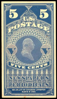 5c Washington Newspapers and Periodicals trial color proof, 1865. Creator: Unknown.