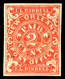 2c New Orleans postmaster provisional single, 1862. Creator: Unknown.
