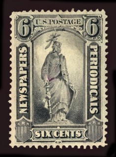 6c Statue of Freedom Newspapers and Periodicals imprint single, 1875. Creator: Unknown.