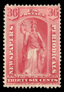 36c Justice Newspapers and Periodicals imprint single, 1875. Creator: Unknown.