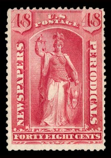 48c Justice Newspapers and Periodicals imprint single, 1875. Creator: Unknown.
