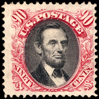 90c Abraham Lincoln G Grill single, 1869. Creator: Unknown.