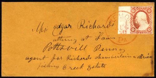 3c Washington imprint single on cover, c. 1852. Creator: Unknown.