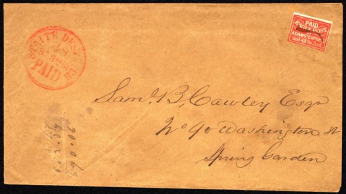 Eagle Post local stamp on cover, c. 1850. Creator: Unknown.