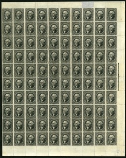 12c Washington pane of one hundred, 1860. Creator: Unknown.