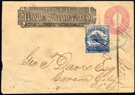 Pony Express to Carson City, NV cover, 1862. Creator: Unknown.