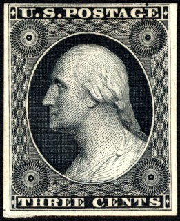 3c Washington trial color card proof, 1881. Creator: American Bank Note Company.