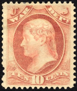 10c Thomas Jefferson War Department single, 1879. Creator: Unknown.