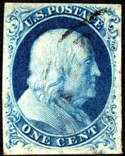1c Franklin type Ic single, 1851. Creator: Unknown.
