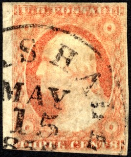 3c Washington double impression single, 1852-1857. Creator: Unknown.